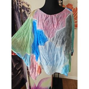 UNBRANDED Boho Abstract Print Oversized Kimono Top Women's M